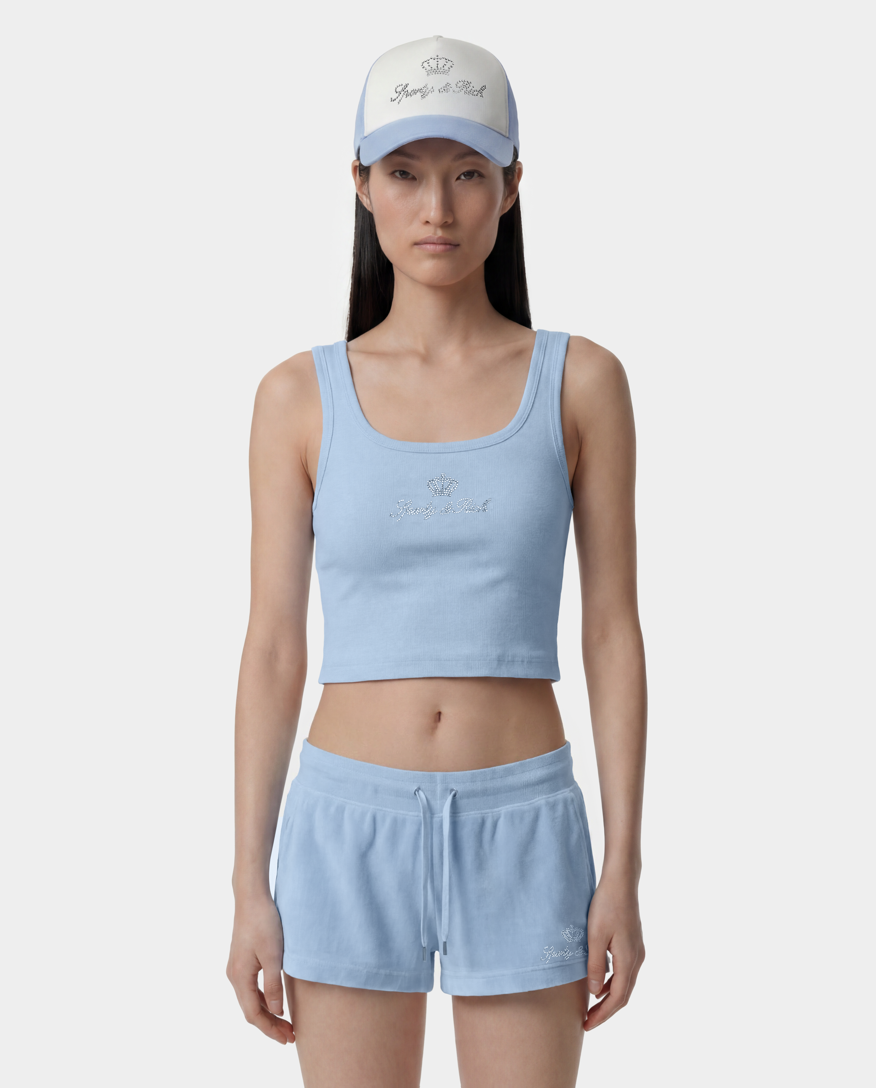 Juicy Crown Ribbed Tank - Sky Blue – Sporty & Rich