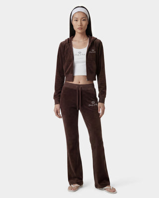 Juicy Script Velour Sweatpant - Chocolate