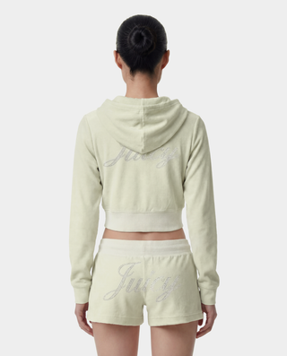 Juicy Script Velour Zip Hoodie - Sage