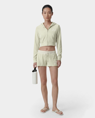 Juicy Script Velour Zip Hoodie - Sage