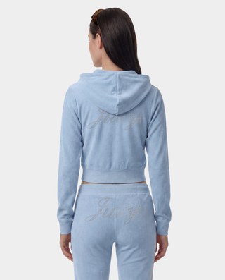 Juicy Script Velour Zip Hoodie - Sky Blue