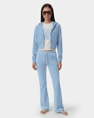 Juicy Script Velour Zip Hoodie - Sky Blue