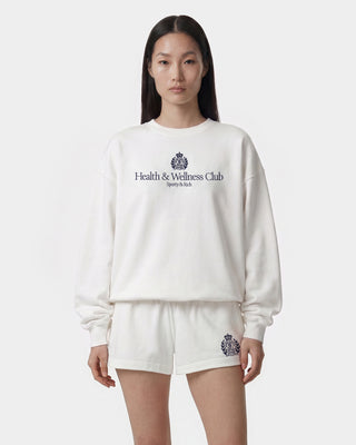H&W Crest Embroidered Crewneck - White/Light Navy