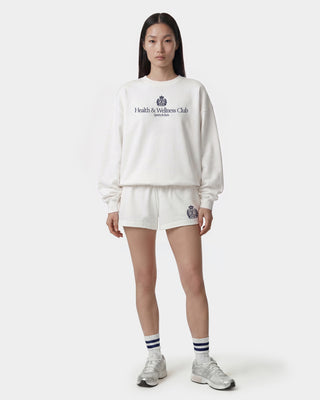 H&W Crest Embroidered Crewneck - White/Light Navy