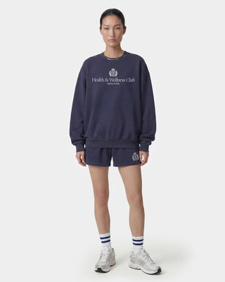 H&W Crest Embroidered Crewneck - Light Navy/White