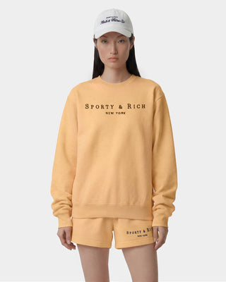 Title Embroidered Crewneck - Limone/Light Navy