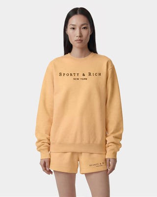 Title Embroidered Crewneck - Limone/Light Navy
