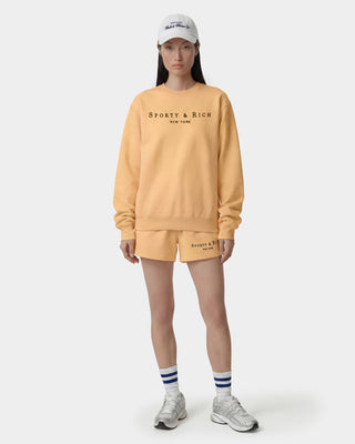 Title Embroidered Crewneck - Limone/Light Navy