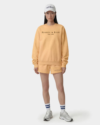 Title Embroidered Crewneck - Limone/Light Navy