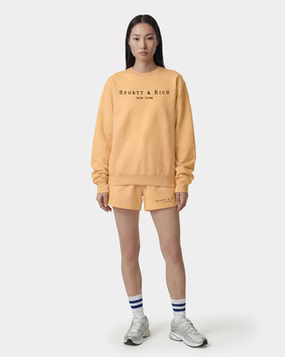 Title Embroidered Crewneck - Limone/Light Navy