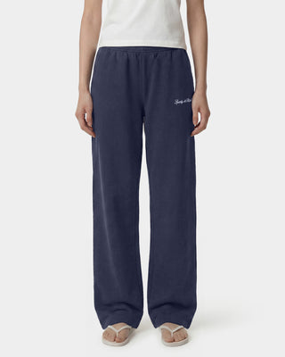Signature Logo Embroidered Wide Sweatpant - Light Navy/White