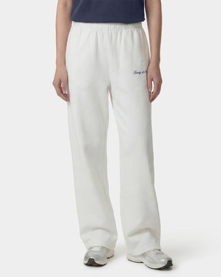 Signature Logo Embroidered Wide Sweatpant - White/Light Navy