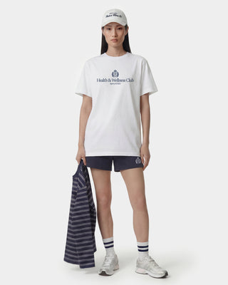 H&W Crest T-Shirt - White/Light Navy