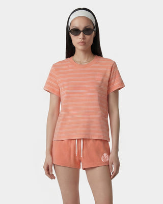NY Crest T-Shirt - Flamingo Striped/Flamingo