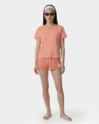 NY Crest T-Shirt - Flamingo Striped/Flamingo