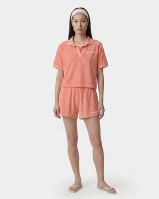 Signature Logo Terry Polo - Flamingo/White