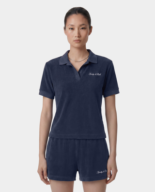 Signature Logo Terry Polo - Light Navy/White