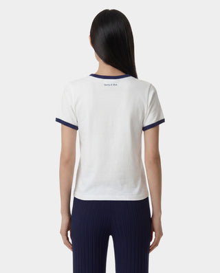 Be Nice Soft Ringer Tee - White/Light Navy