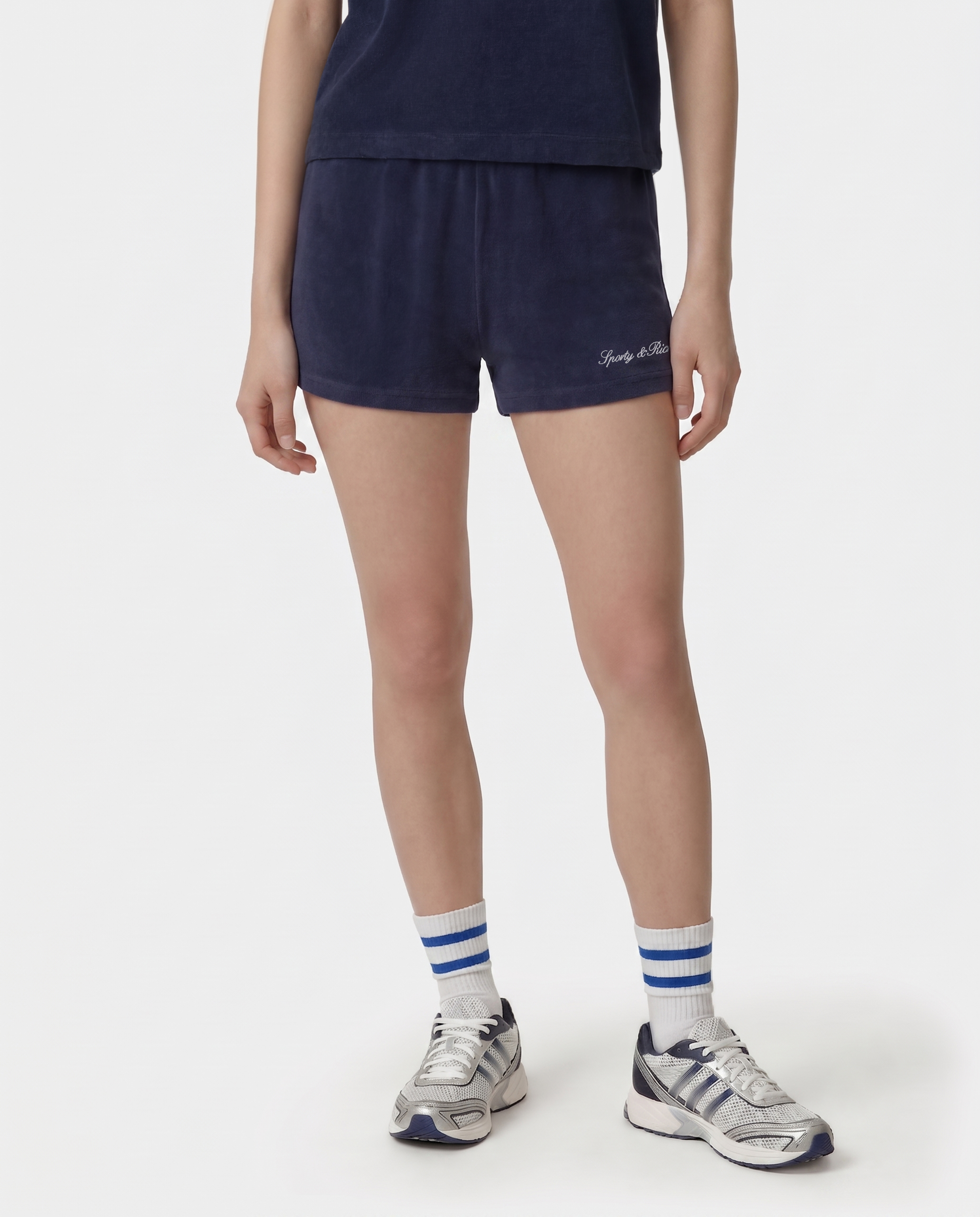 Signature Logo Terry Short - Light Navy/White – Sporty & Rich