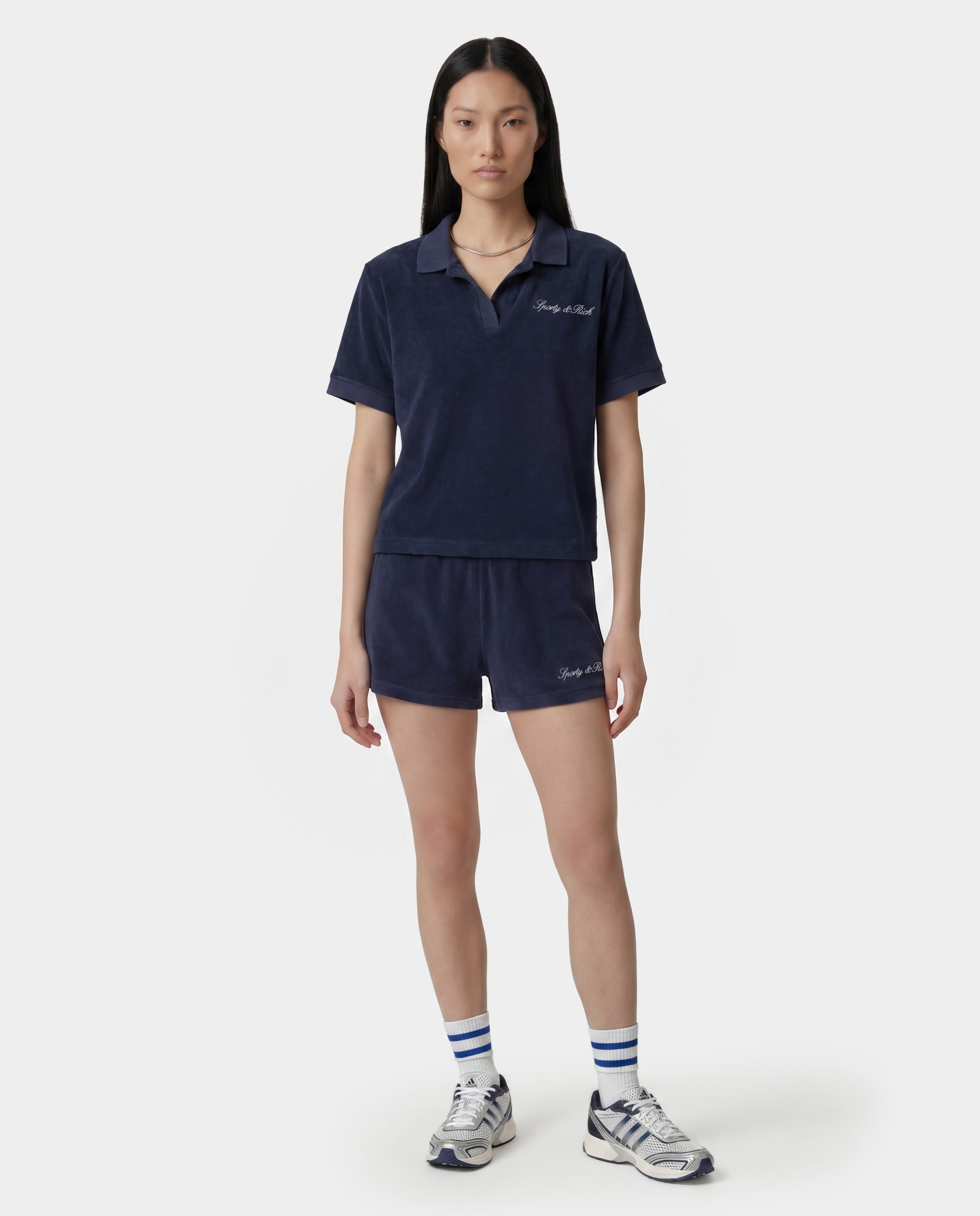 Signature Logo Terry Short - Light Navy/White – Sporty & Rich