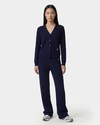 SRC Ribbed Cardigan - Dark Navy/White