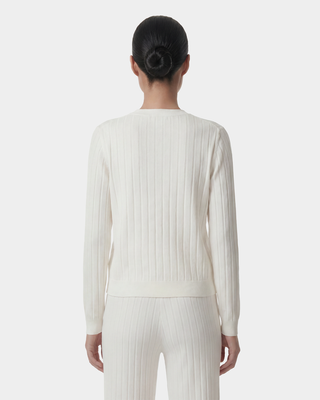 SRC Ribbed Cardigan - Ecru/Navy