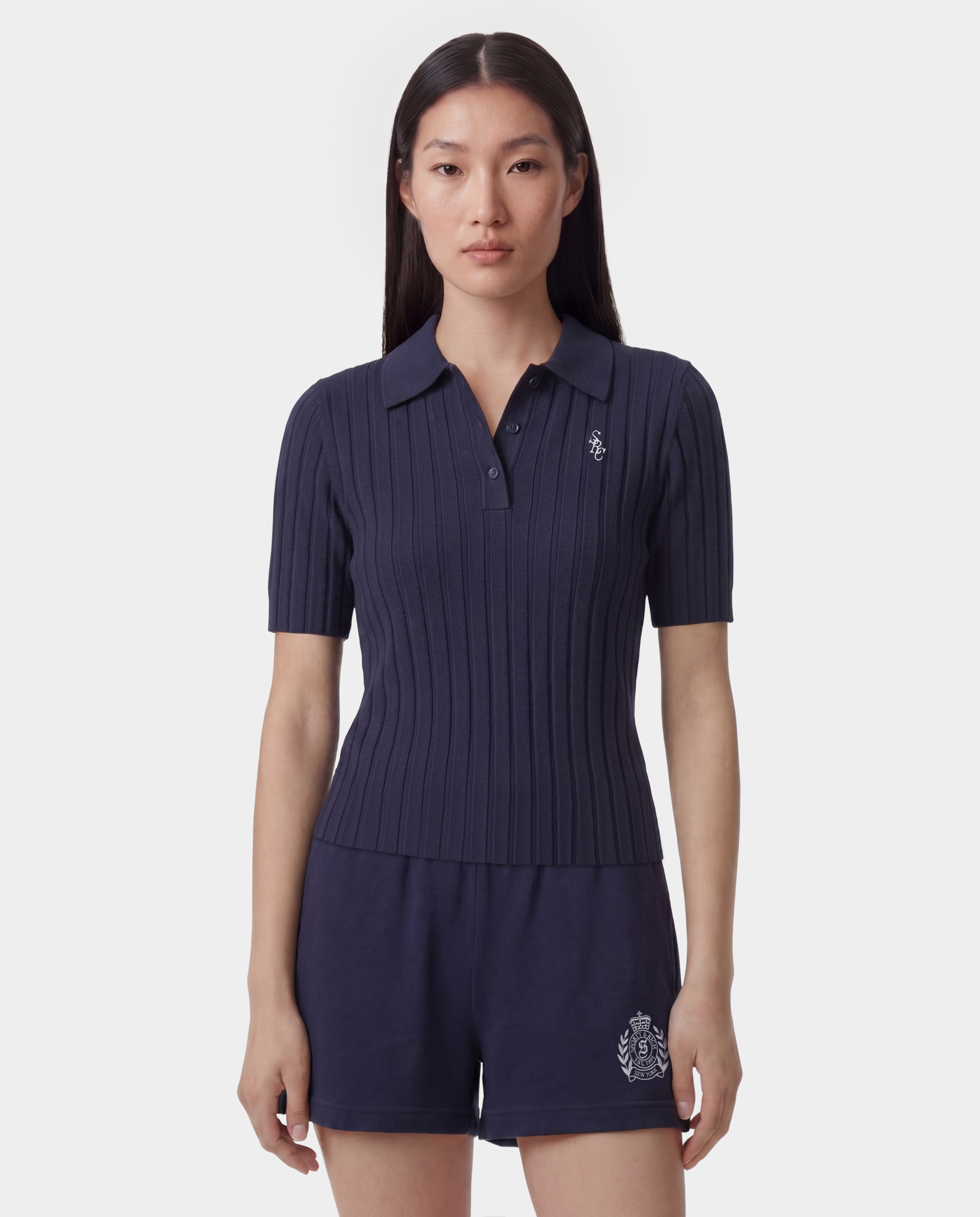 SRC Ribbed Polo - Dark Navy/White – Sporty & Rich