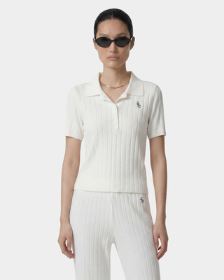 SRC Ribbed Polo - Ecru/Navy