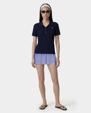 Signature Logo Poplin Skirt - Blue Striped/White