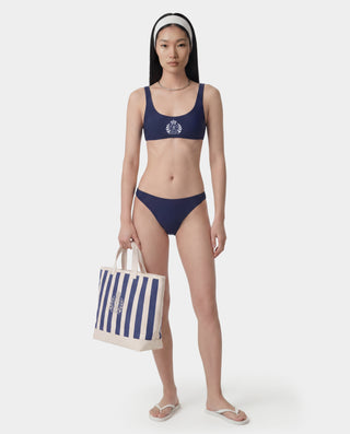 Signature Logo Claudia Bikini Bottom - Light Navy/White