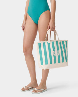 NY Crest Beach Tote - Natural/Amalfi Green