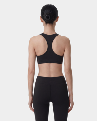 Signature Logo V-Neck Sports Bra - Black/White