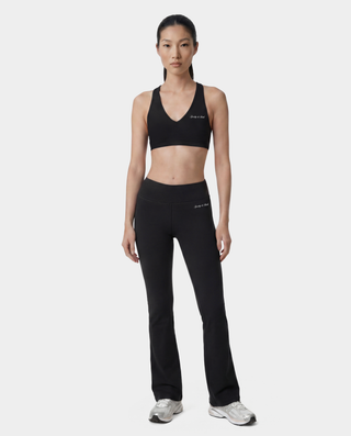 Signature Logo V-Neck Sports Bra - Black/White