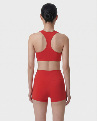 Signature Logo V-Neck Sports Bra - Red/White