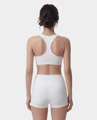 Signature Logo V-Neck Sports Bra - White/Black