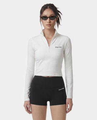 Signature Logo Sports Quarter Zip - White/Black