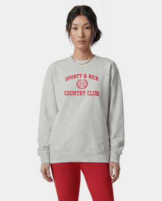 Varsity Crest Crewneck - Heather Gray/Red