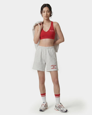 Varsity Crest Gym Short - Heather Gray/Red