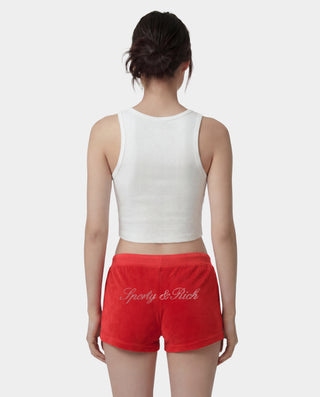 Britney Ribbed Baby Tank - White/Blue