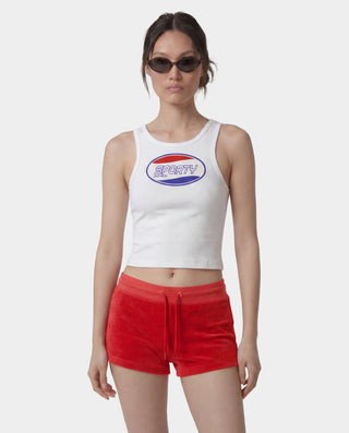 Britney Ribbed Baby Tank - White/Blue