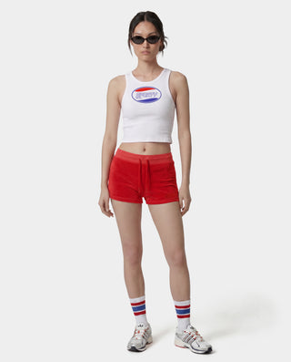 Britney Ribbed Baby Tank - White/Blue