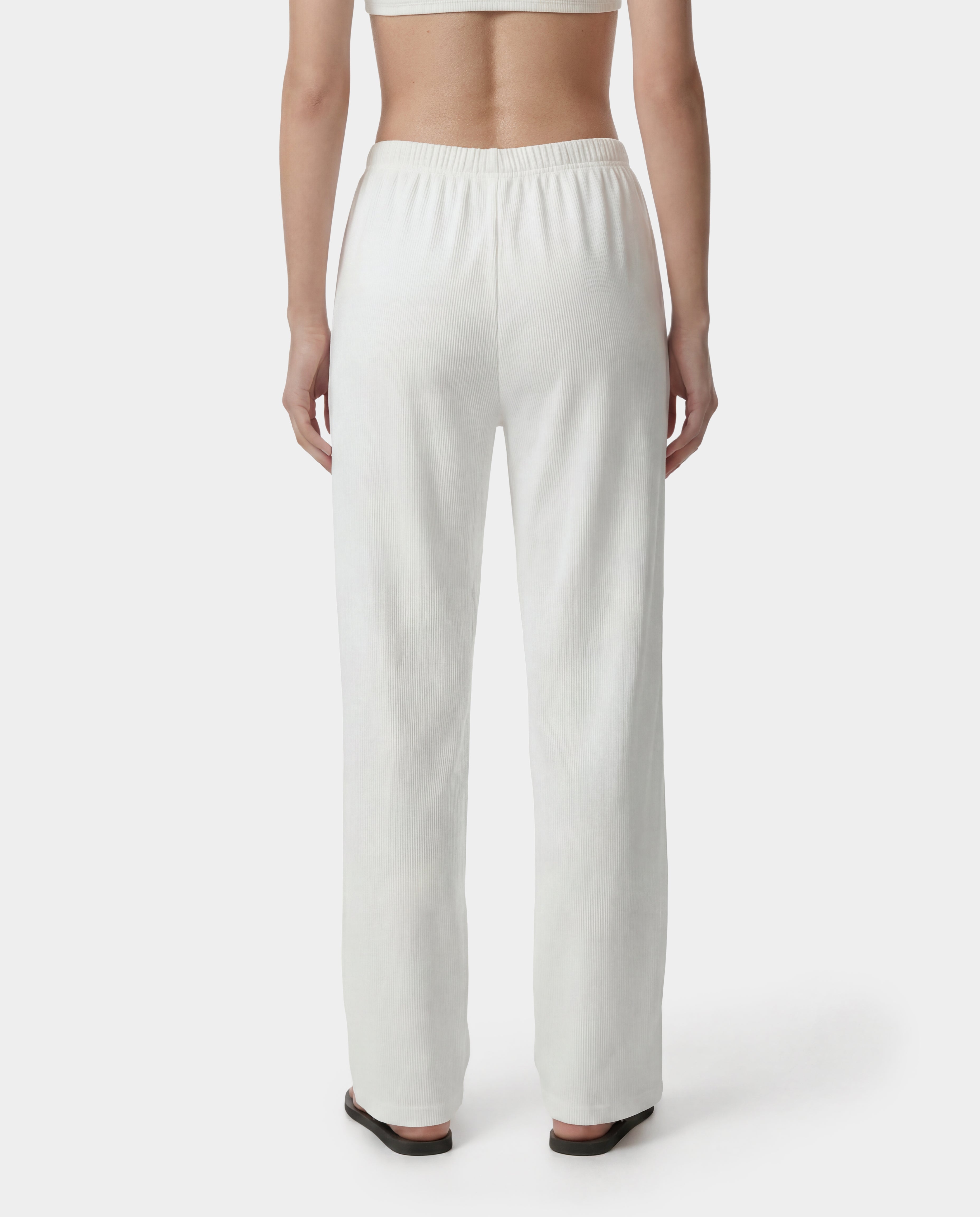 Signature Logo Ribbed House Pant - White/Black – Sporty & Rich