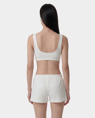 Signature Logo Ribbed Bralette - White/Black