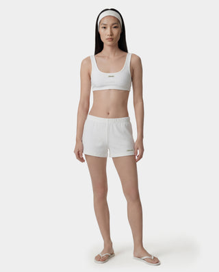 Signature Logo Ribbed Bralette - White/Black