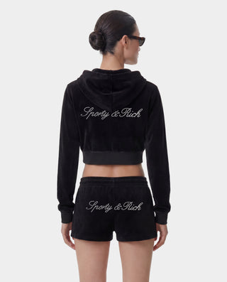 Signature Logo Krystal Zip Hoodie - Black/Crystal