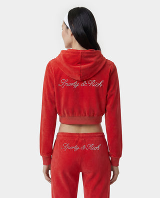 Signature Logo Krystal Zip Hoodie - Red/Crystal