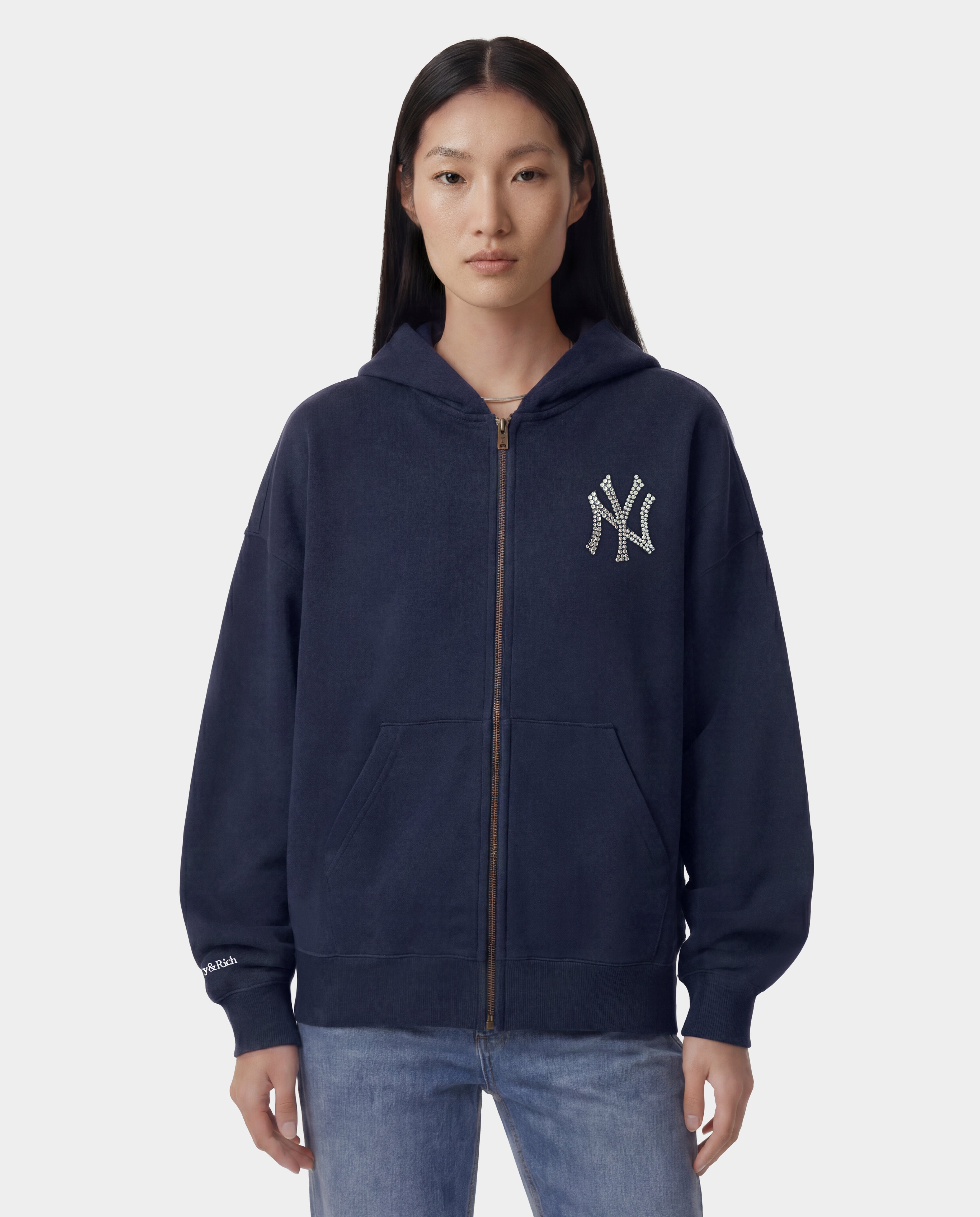 Yankees Krystal Zip Hoodie - Dark Navy/White – Sporty & Rich