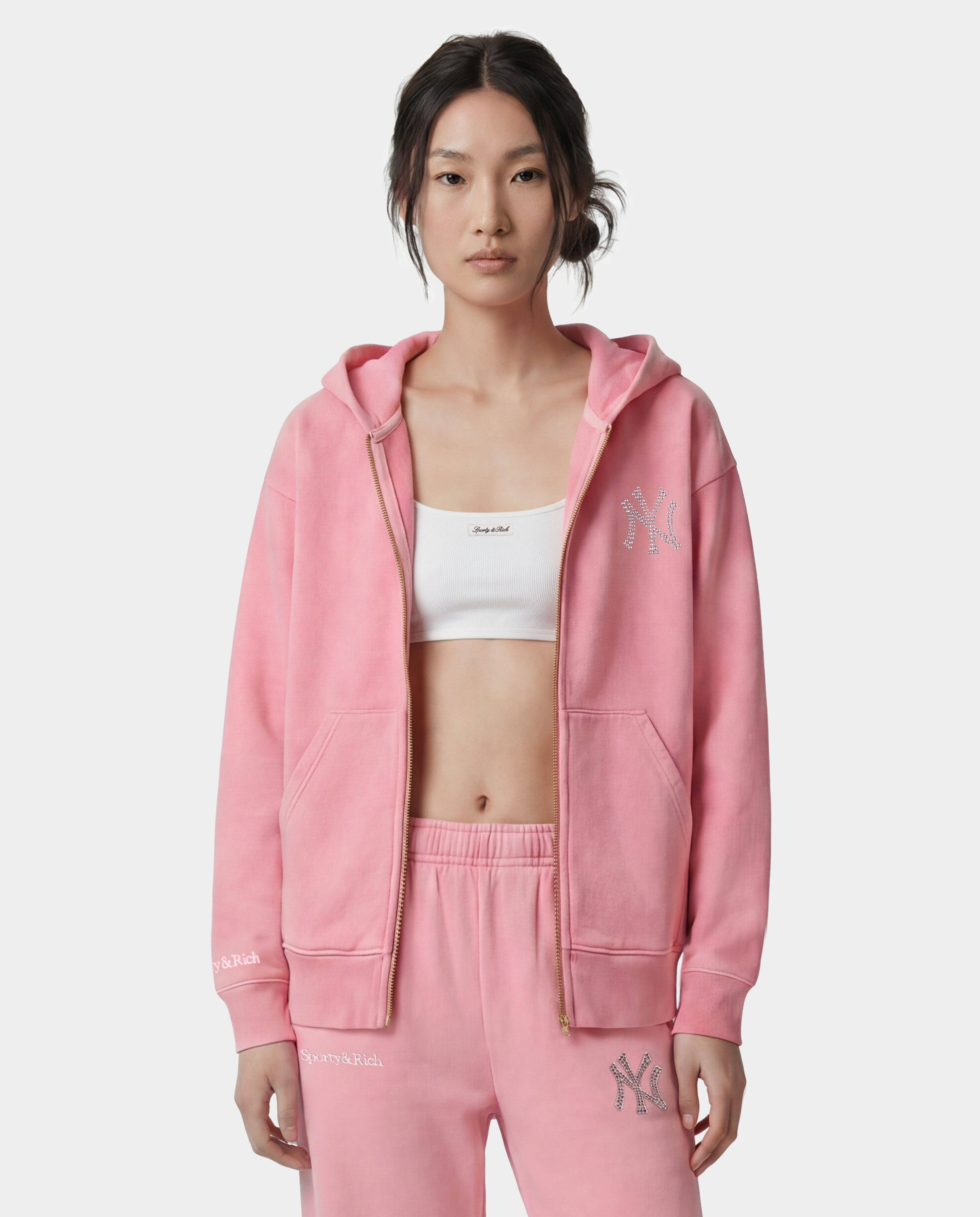 Yankees Krystal Zip Hoodie - Candy/White – Sporty & Rich