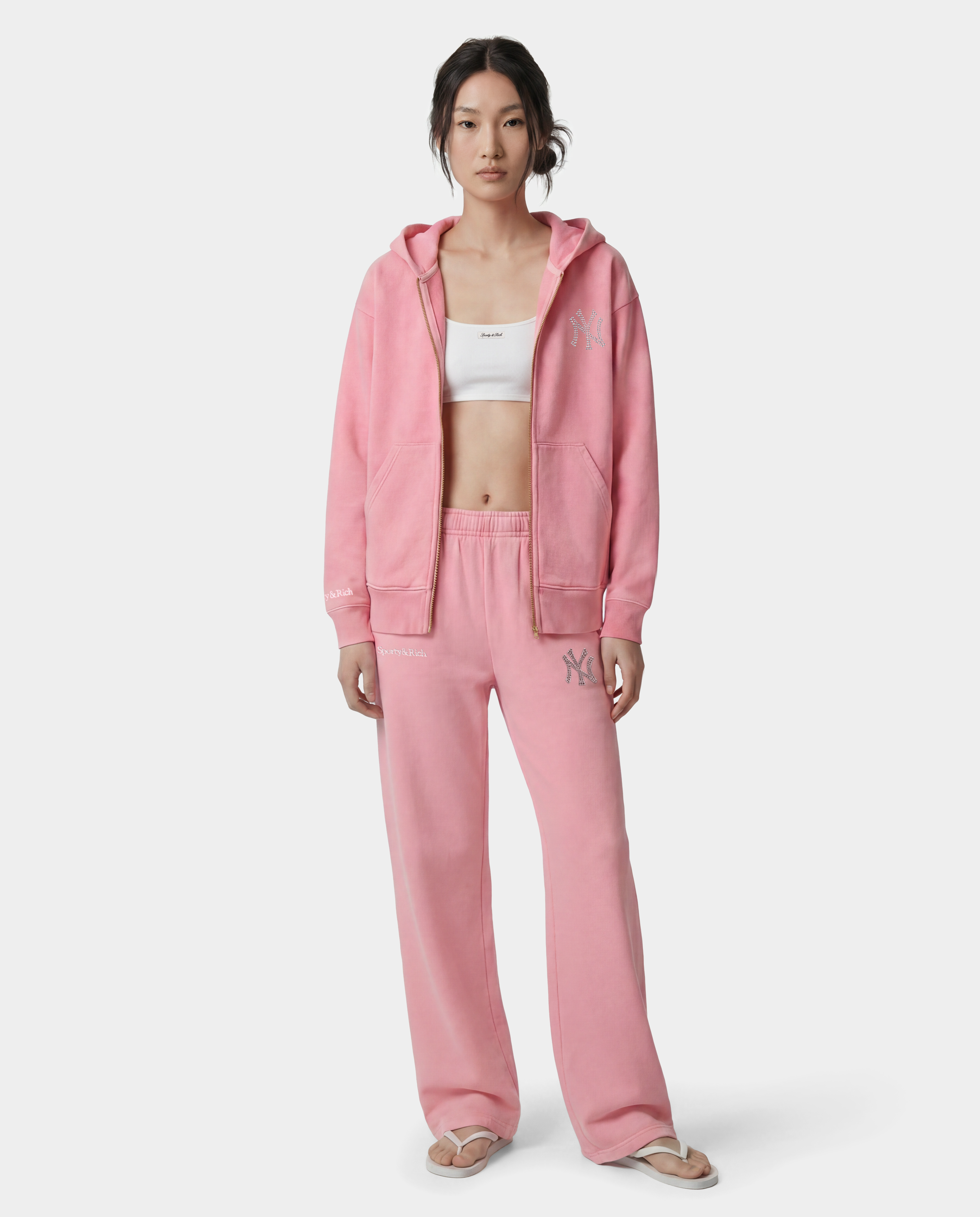 Yankees Krystal Zip Hoodie - Candy/White – Sporty & Rich