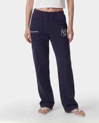 Yankees Krystal Wide Sweatpant - Dark Navy/White